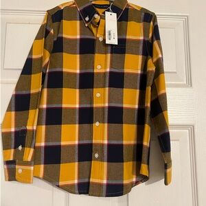 Janie and Jack Yellow & Navy Plaid Button-Down Shirt